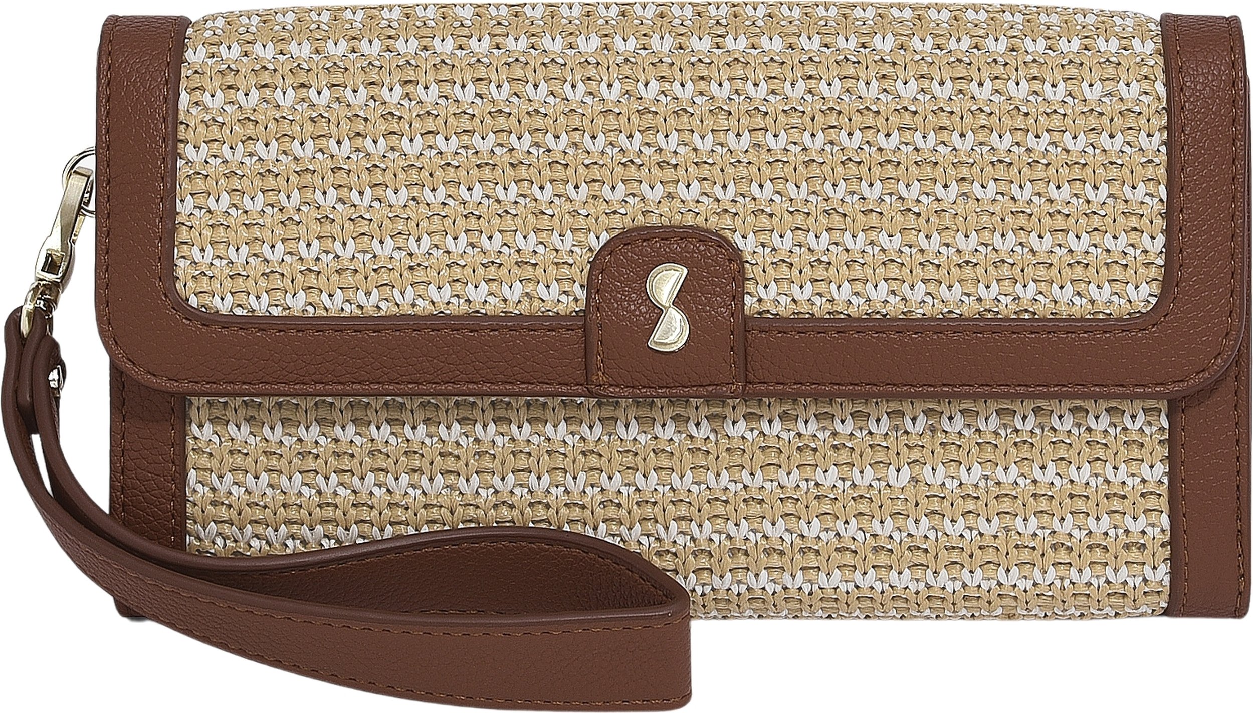 Torebka z etui na karty i lusterkiem Stackers Raffia brązowa