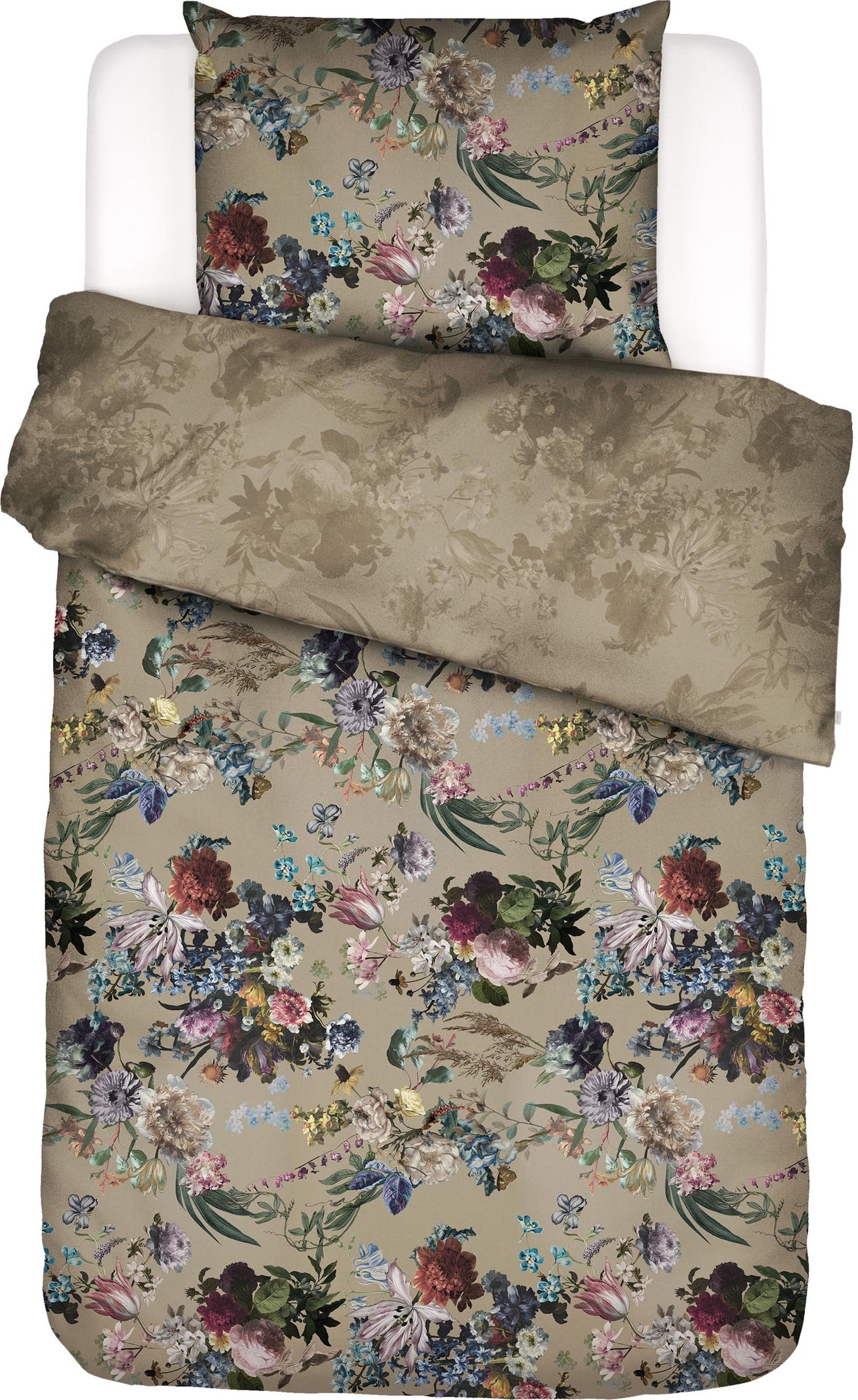 Pościel Isabelle 140 x 200 cm szarobeżowa z poszewką na poduszkę 70 x 90 cm zapięcie suwak