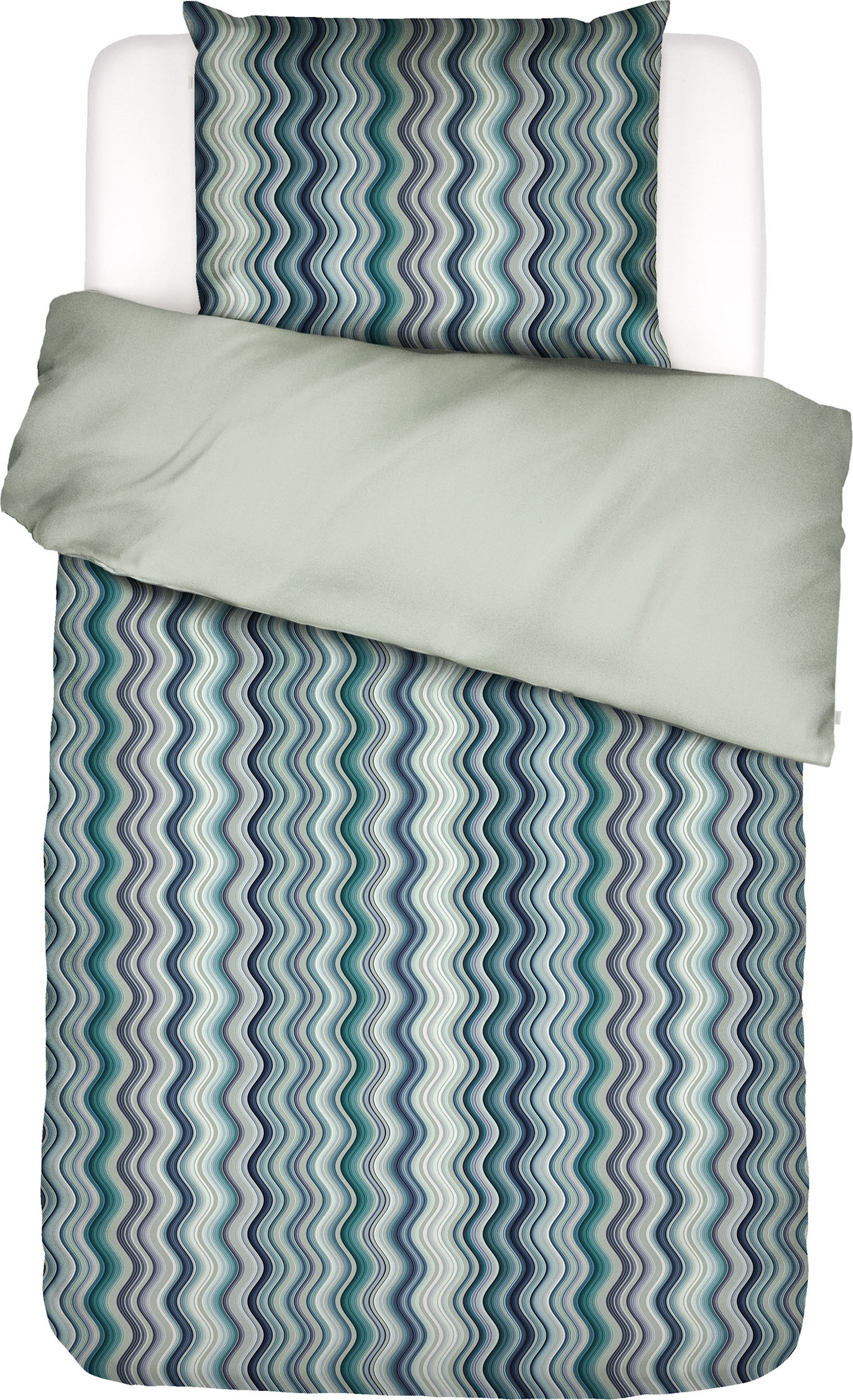 Pościel Sol 135 x 200 cm zielona z poszewką na poduszkę 60 x 80 cm zapięcie suwak