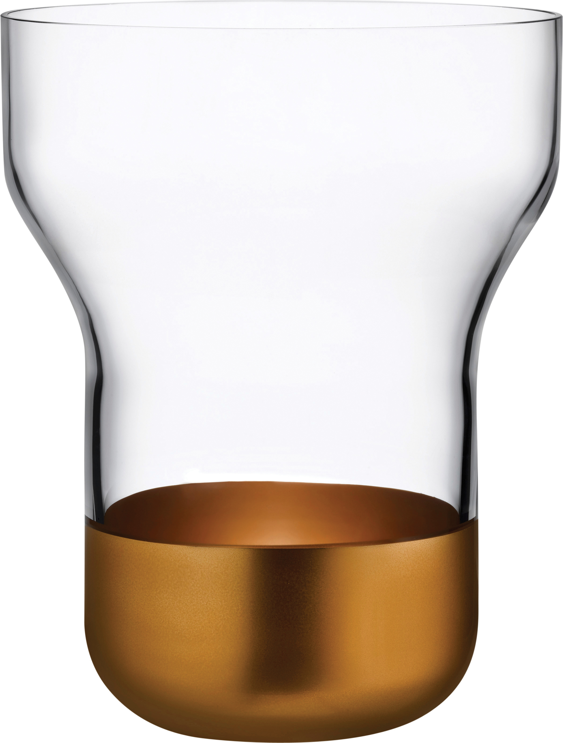Wazon Contour 25 cm transparentny z miedzianą podstawą