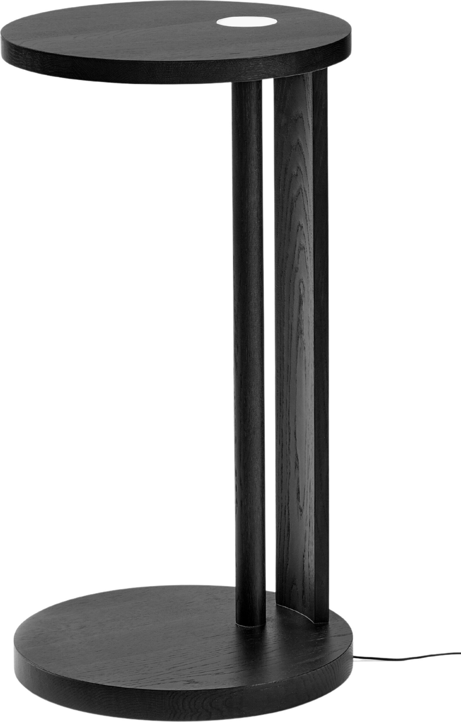 Stolik boczny z wbudowanym oświetleniem LED Aura 38 cm czarny drewno dębowe