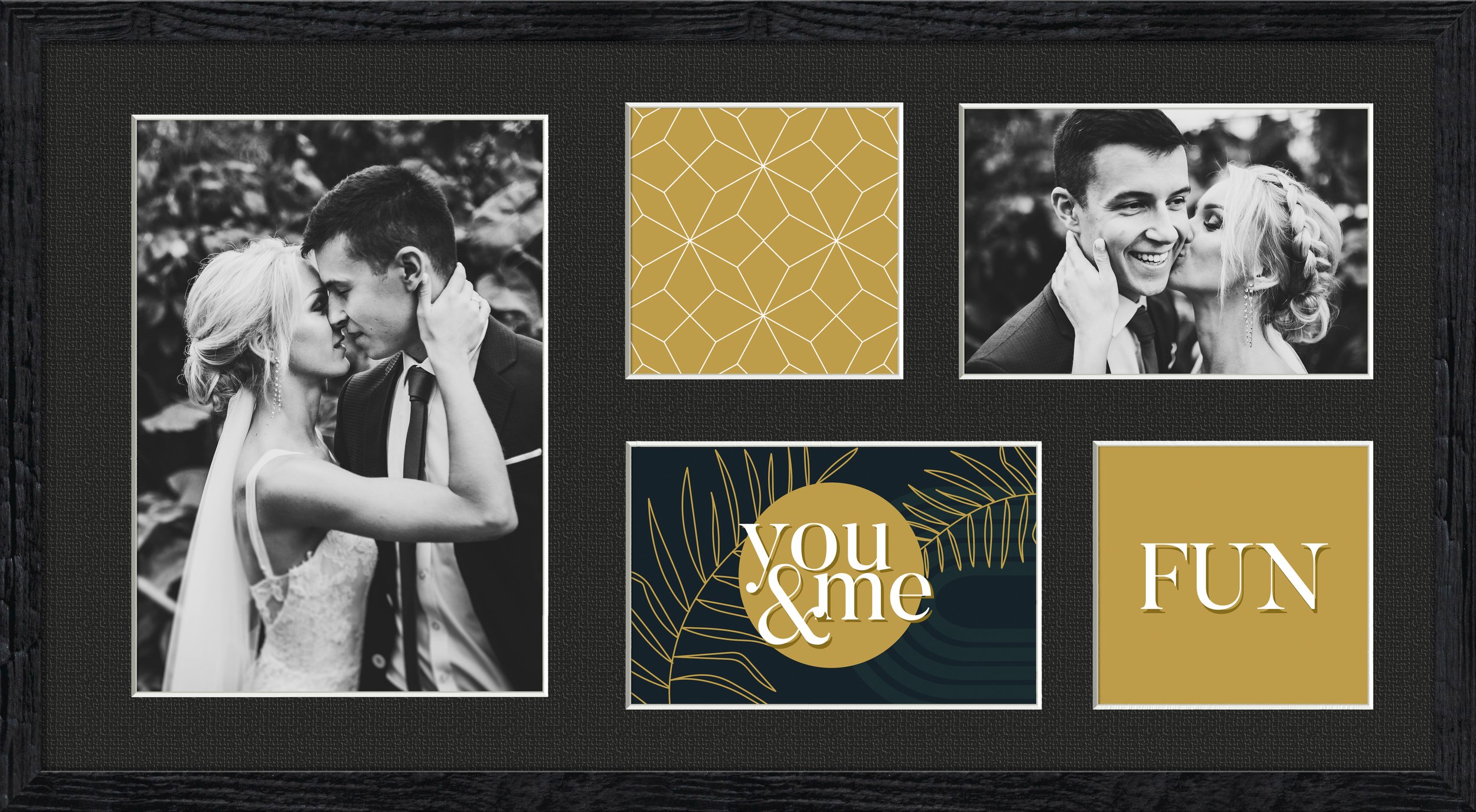 Ramka na 5 zdjęć Kyoto 27 x 51 cm czarna z czarnym passepartout