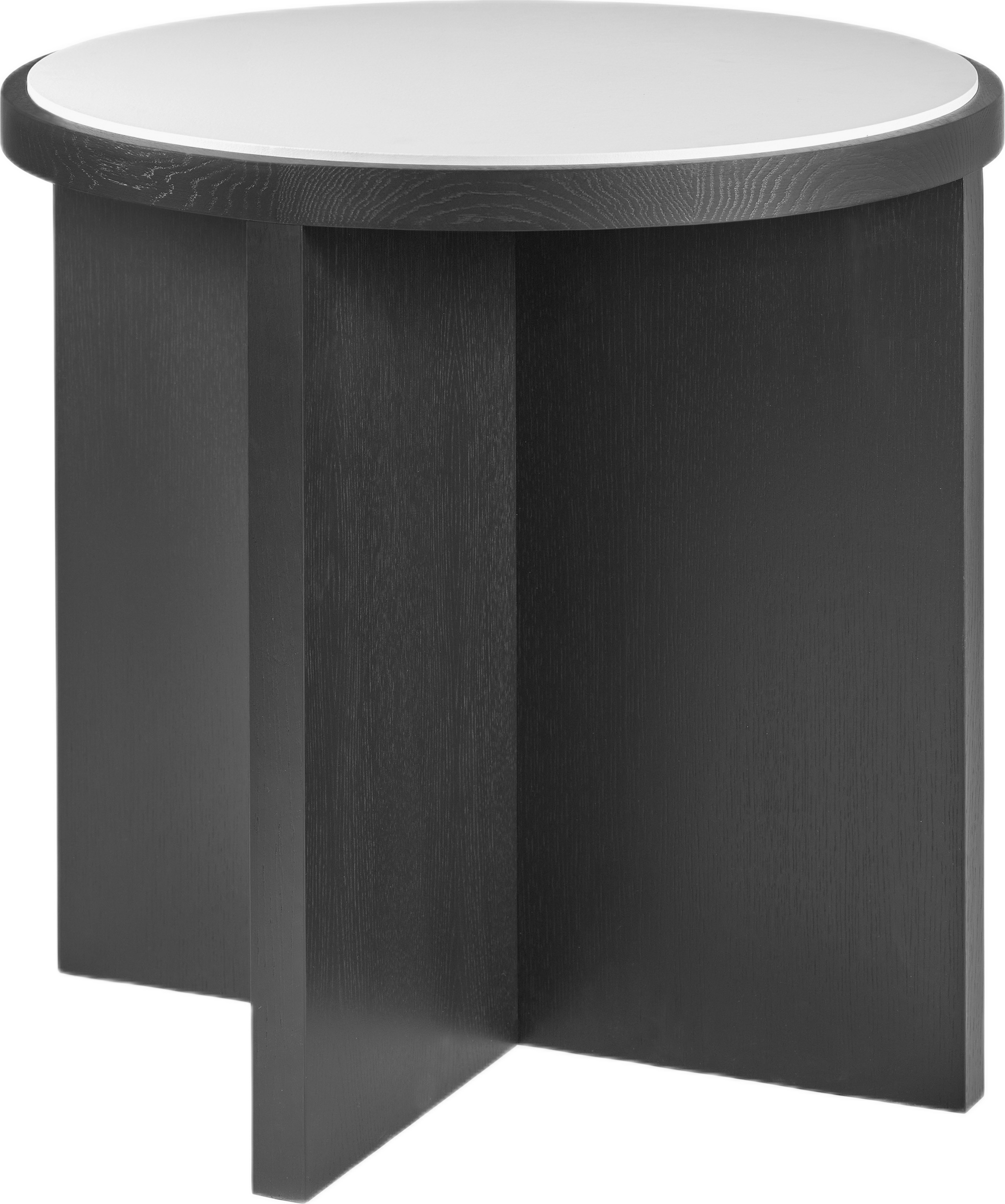 Stół z płóciennym blatem Cici 78 cm biało-czarny czarny dąb