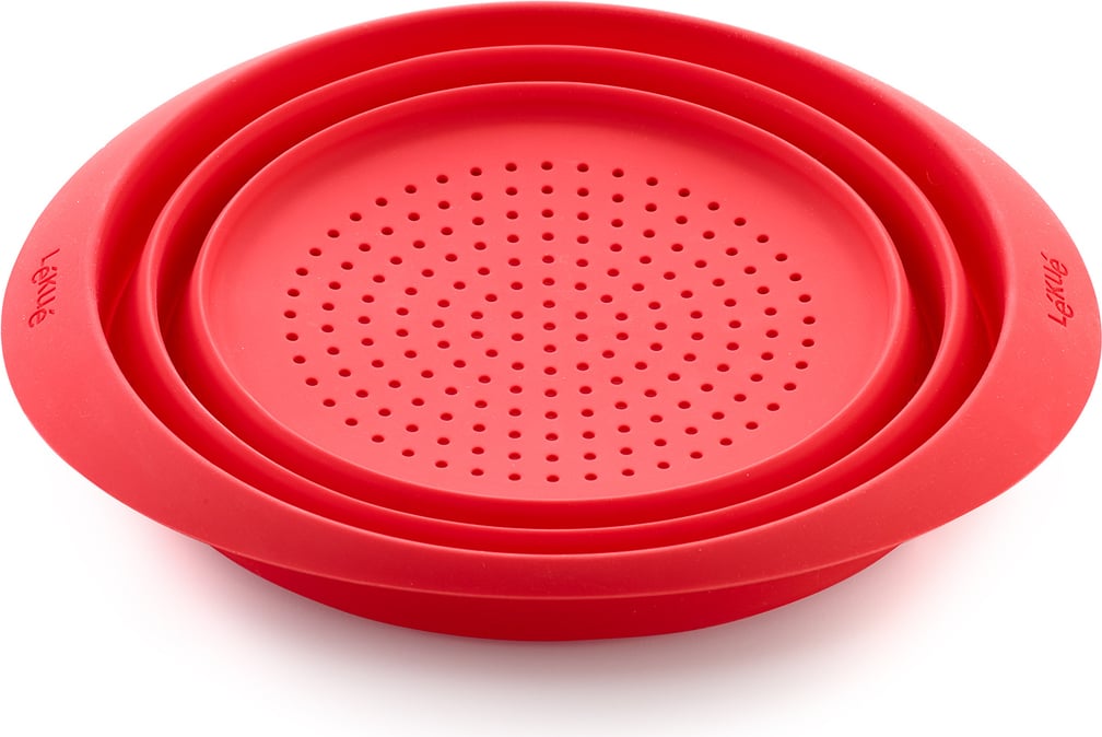 Durszlak Lekue 23 cm czerwony silikonowy składany