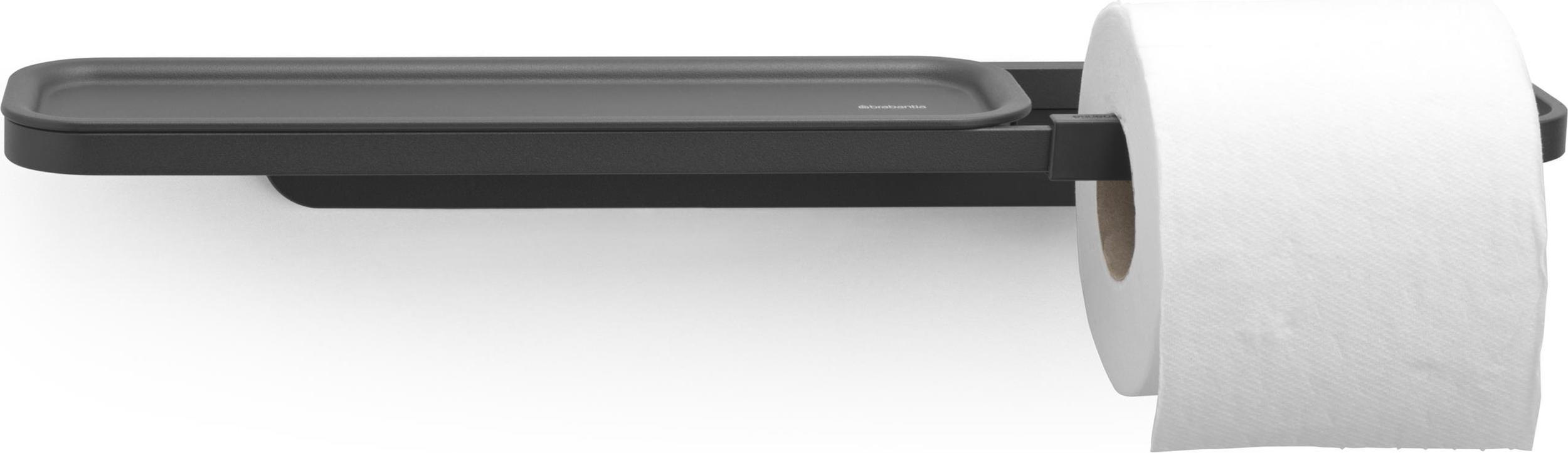 Uchwyt na papier toaletowy MindSet ciemnoszary z półką