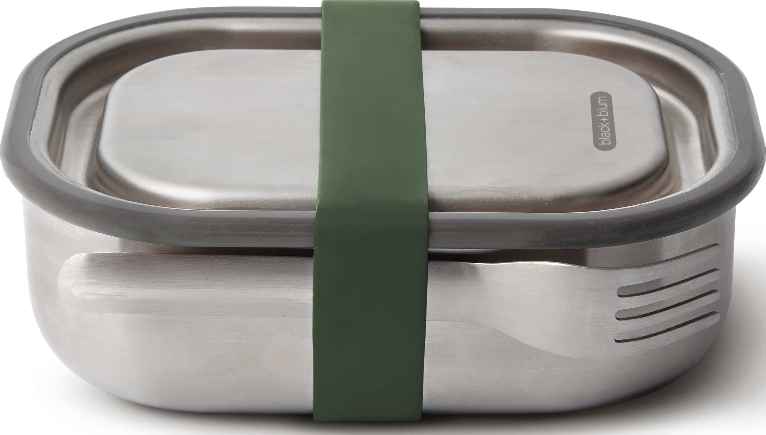 Lunchbox Black+Blum S oliwkowy ze stali nierdzewnej