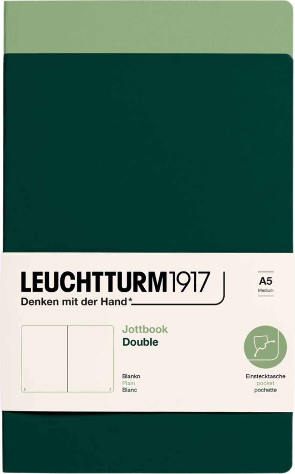 Notesy gładkie w oprawie flex Jottbook A5 zielone 80 g/m² 2 szt.