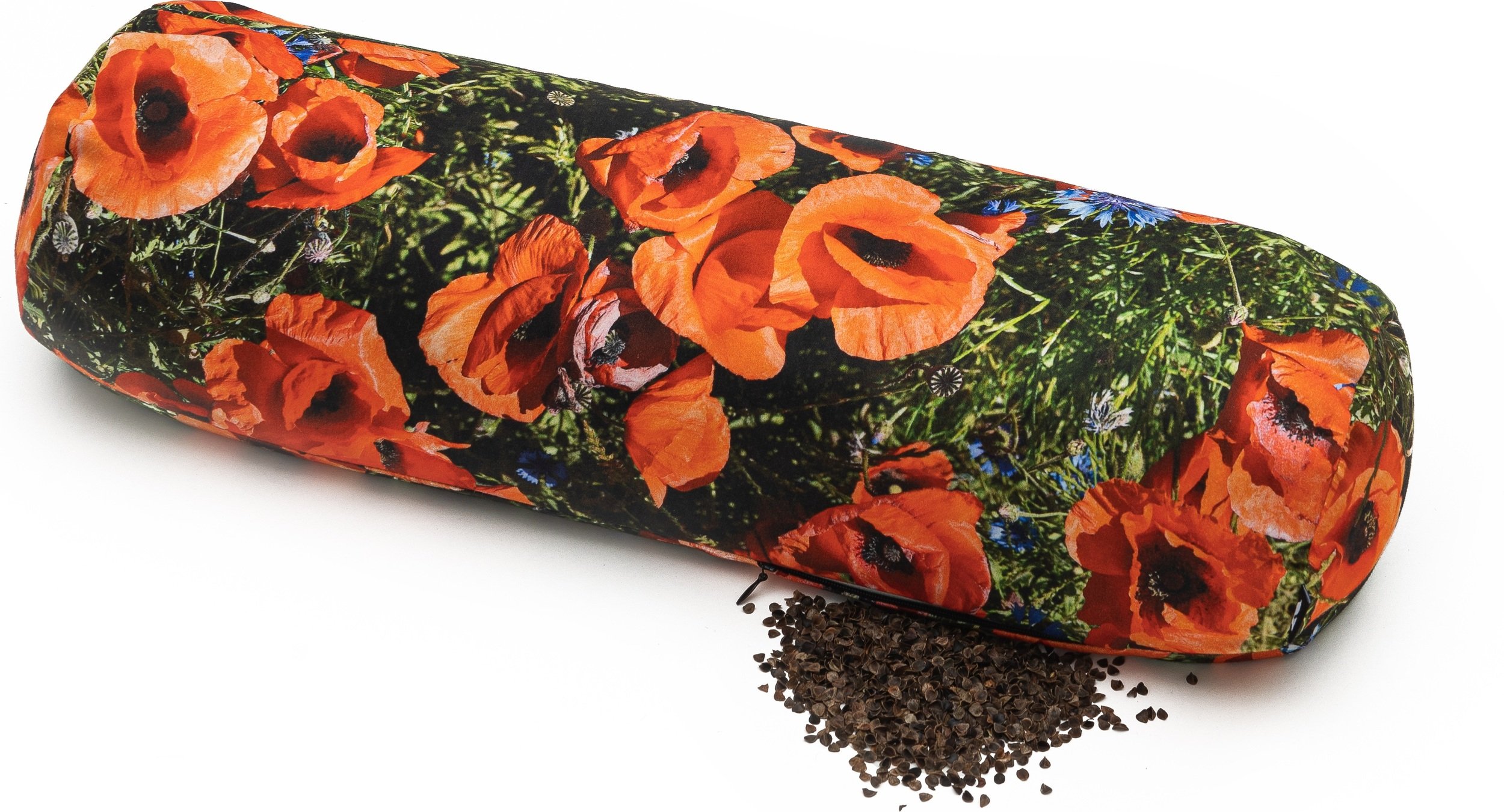 Poduszka wałek Hayka maki 50 x 15 cm z wypełnieniem z łusek gryki