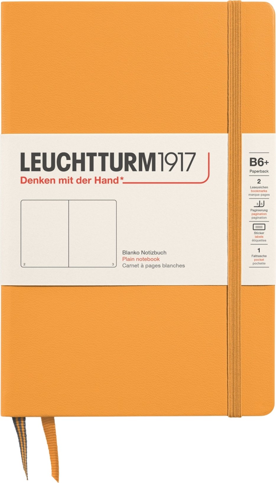 Notes gładki w twardej oprawie Leuchtturm 1917 B6+ 219 stron pomarańczowy 80 g/m²