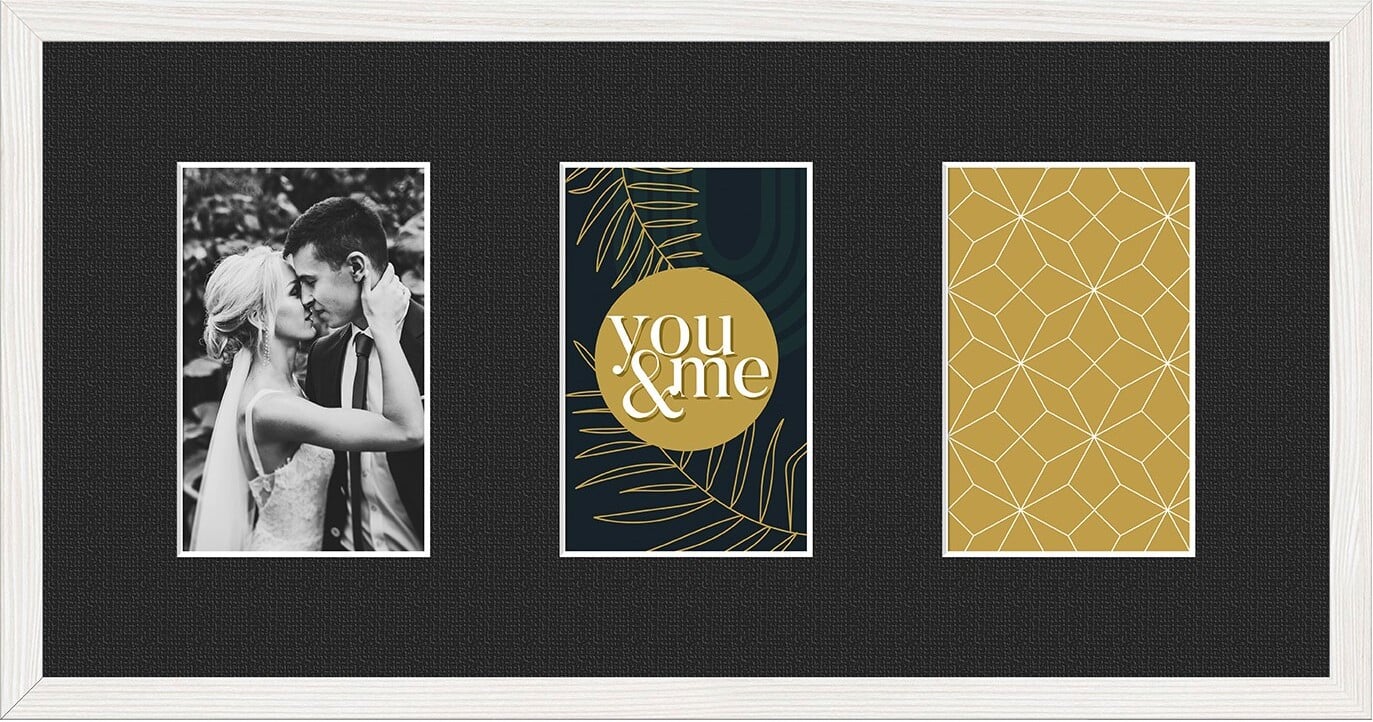 Ramka na 3 zdjęcia Kyoto 23 x 46 cm biała z czarnym passepartout