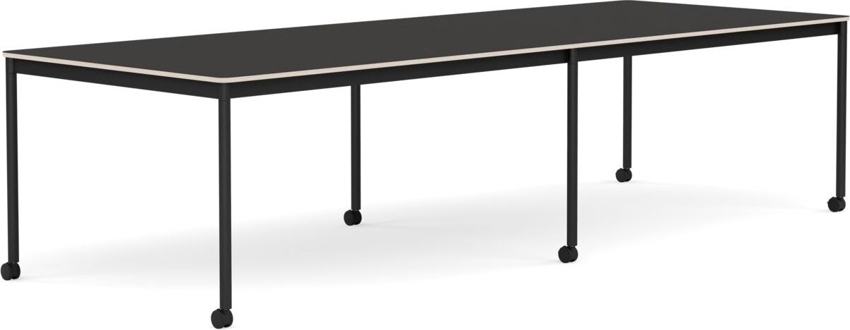 Stół na kółkach Base 110 x 300 cm czarny linoleum nogi czarne