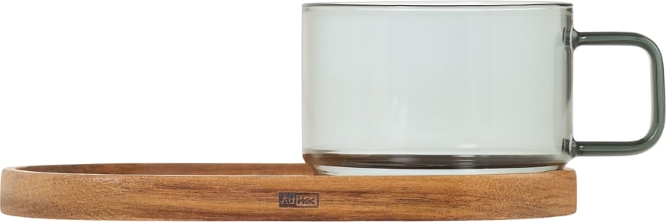 Filiżanka do kawy Impact 300 ml przezroczysta szara z podstawką 2 el.