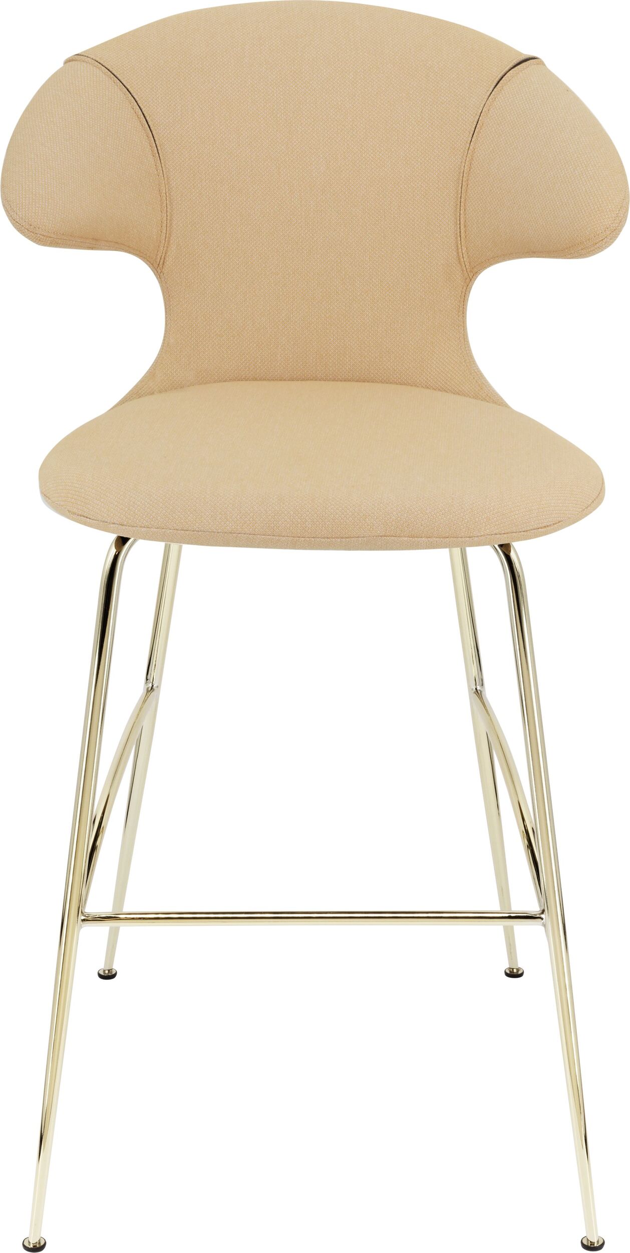 Krzesło barowe Time Flies jasnobeżowe na mosiężnych nogach