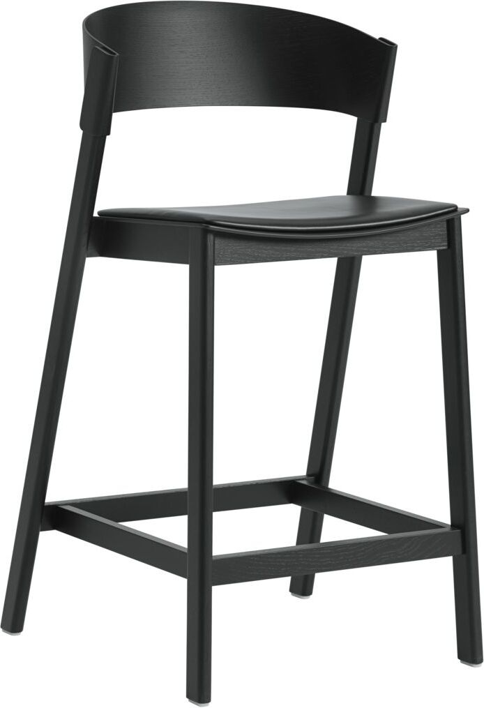 Stołek Cover 65 cm czarny z tapicerowanym siedziskiem