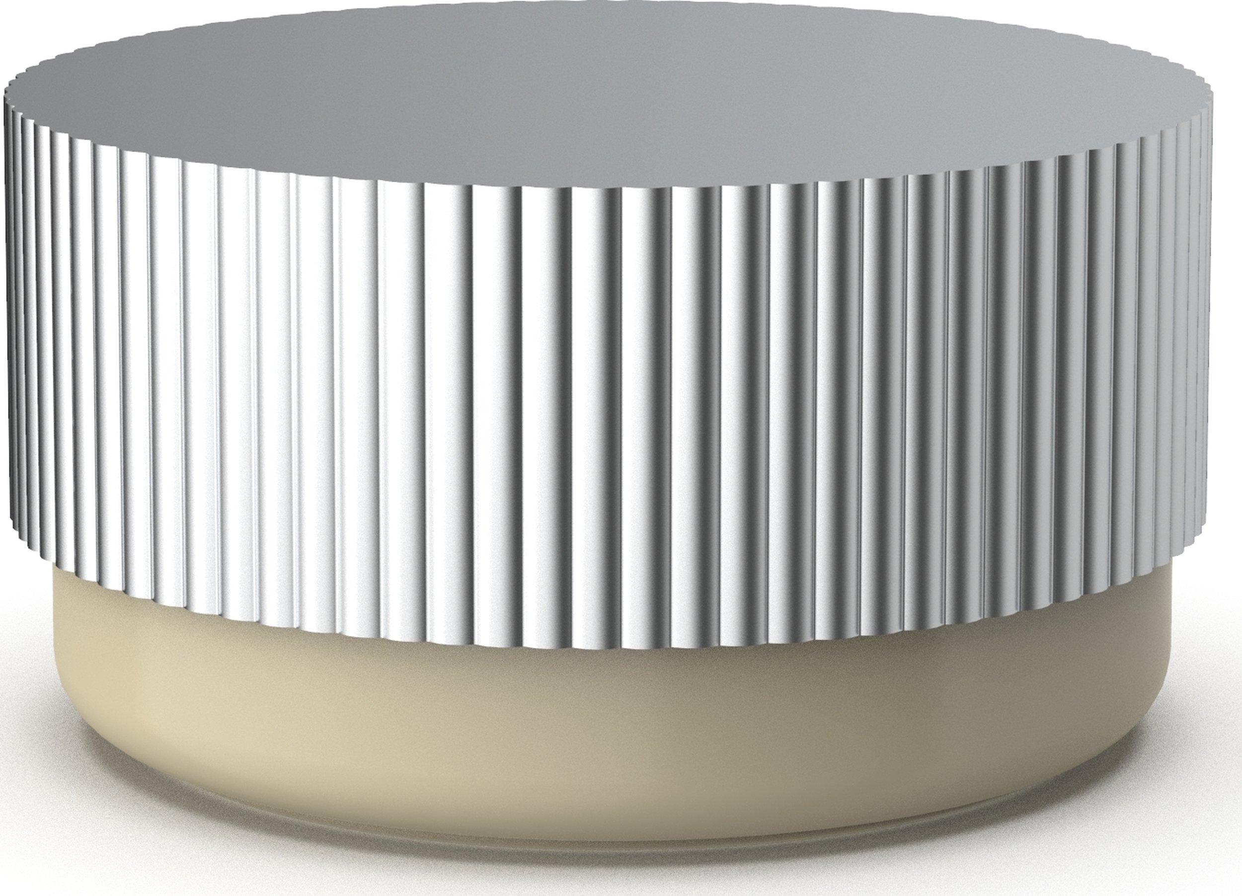 Pojemnik łazienkowy Of Line 16,5 cm piaskowy ze srebrną pokrywką