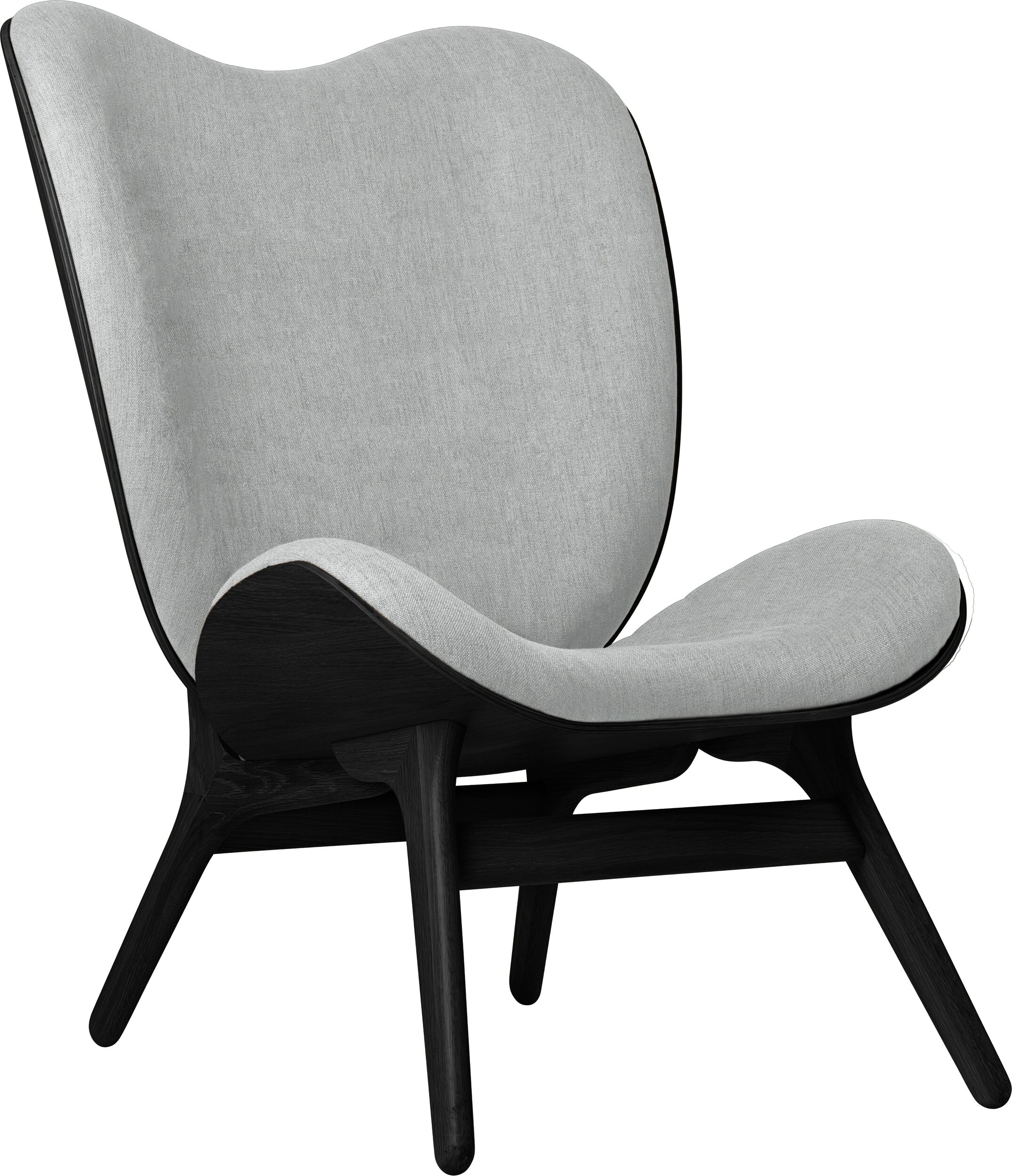 Fotel Conversation Piece 106 cm jasnoszary na czarnych dębowych nogach