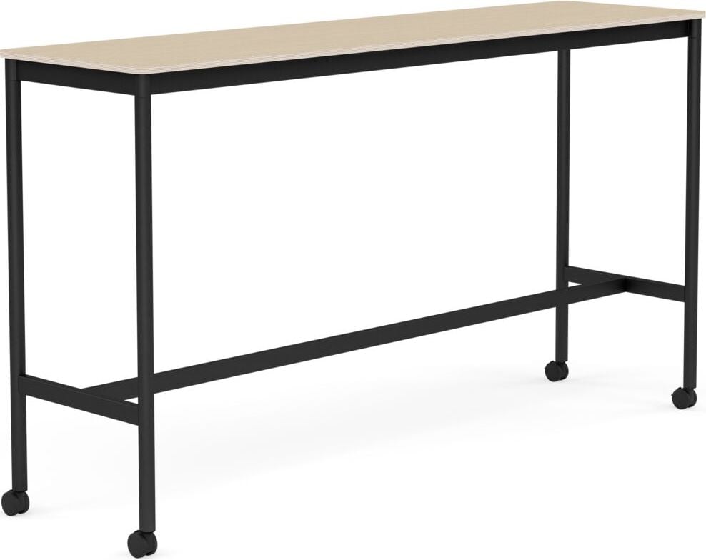 Stół na kółkach Base 50 x 190 x 105 cm okleina dąb lakierowany nogi czarne