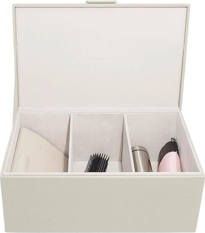 Pudełko do przechowywania Stackers 3 komorowe jasnobeżowe