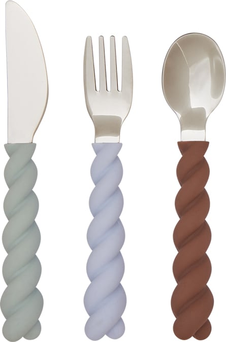 Sztućce dziecięce Mellow kolory ziemi 3 el.