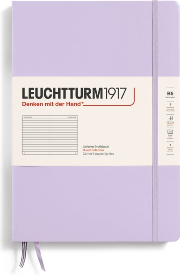 Notes w linię w twardej oprawie Leuchtturm 1917 B5 219 stron liliowy 80 g/m²