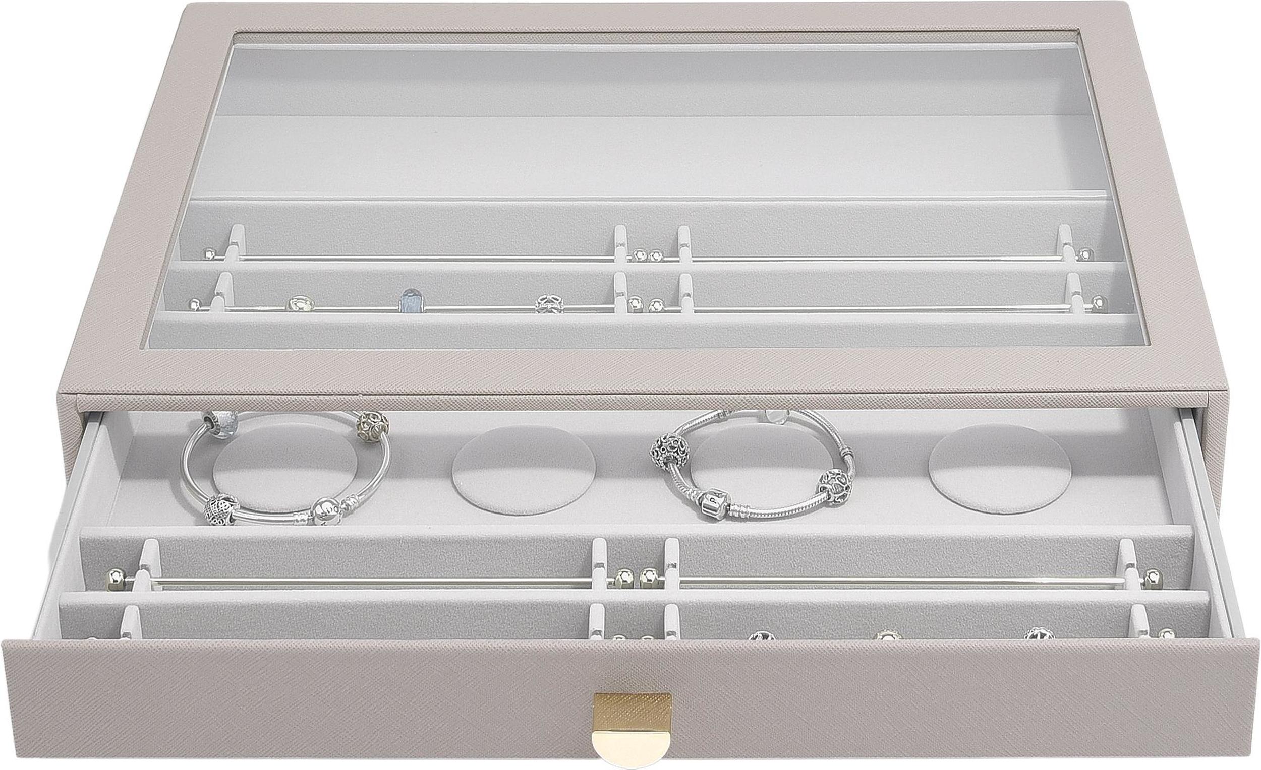 Szkatułka na charmsy Stackers supersize taupe z szufladą i szklaną pokrywką