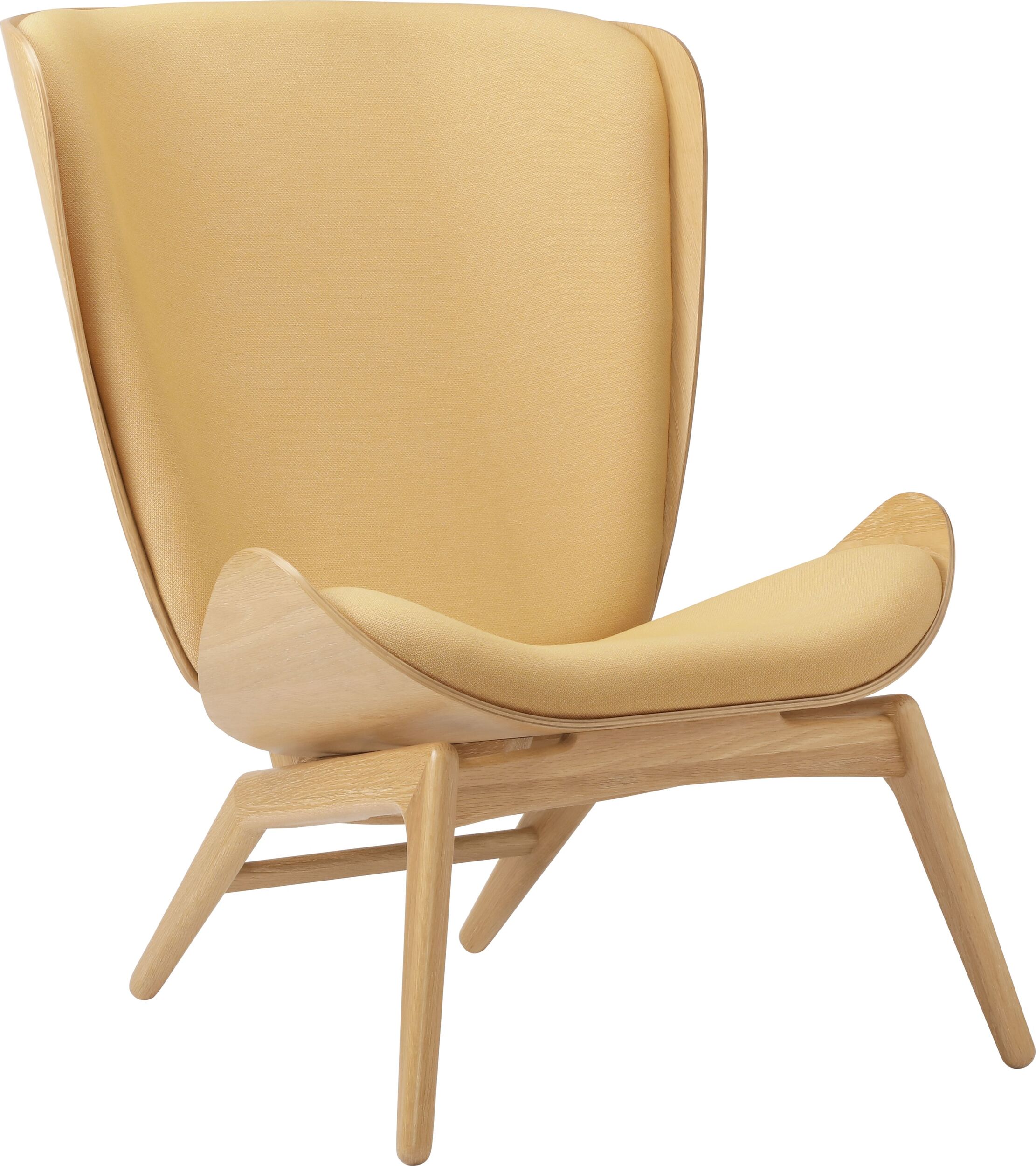 Fotel The Reader jasnobeżowy na dębowych nogach