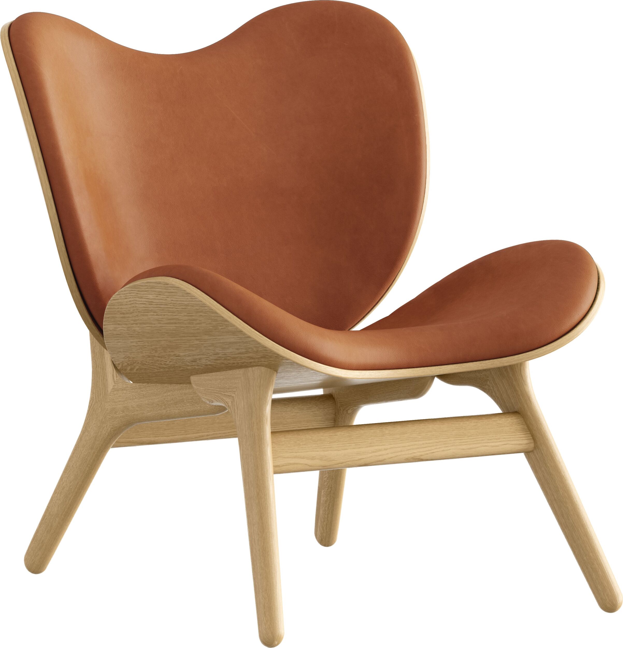 Fotel Conversation Piece Dunes Rust skórzany na dębowych nogach