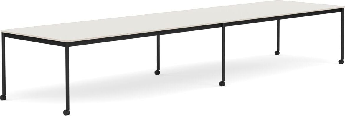 Stół na kółkach Base 110 x 440 cm biały nanolaminat nogi czarne
