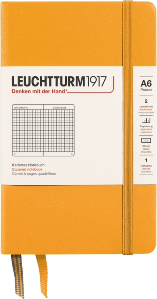 Notes w kratkę w twardej oprawie Leuchtturm 1917 A6 187 stron pomarańczowy 80 g/m²