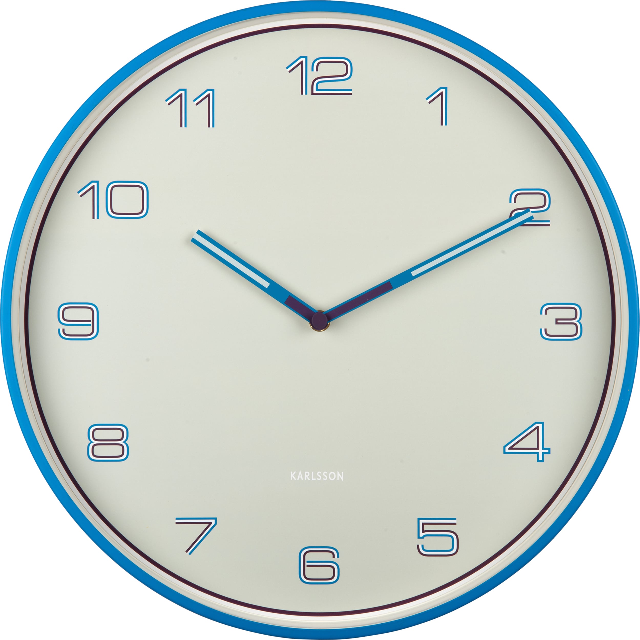 Zegar ścienny Lined Numbers niebieski