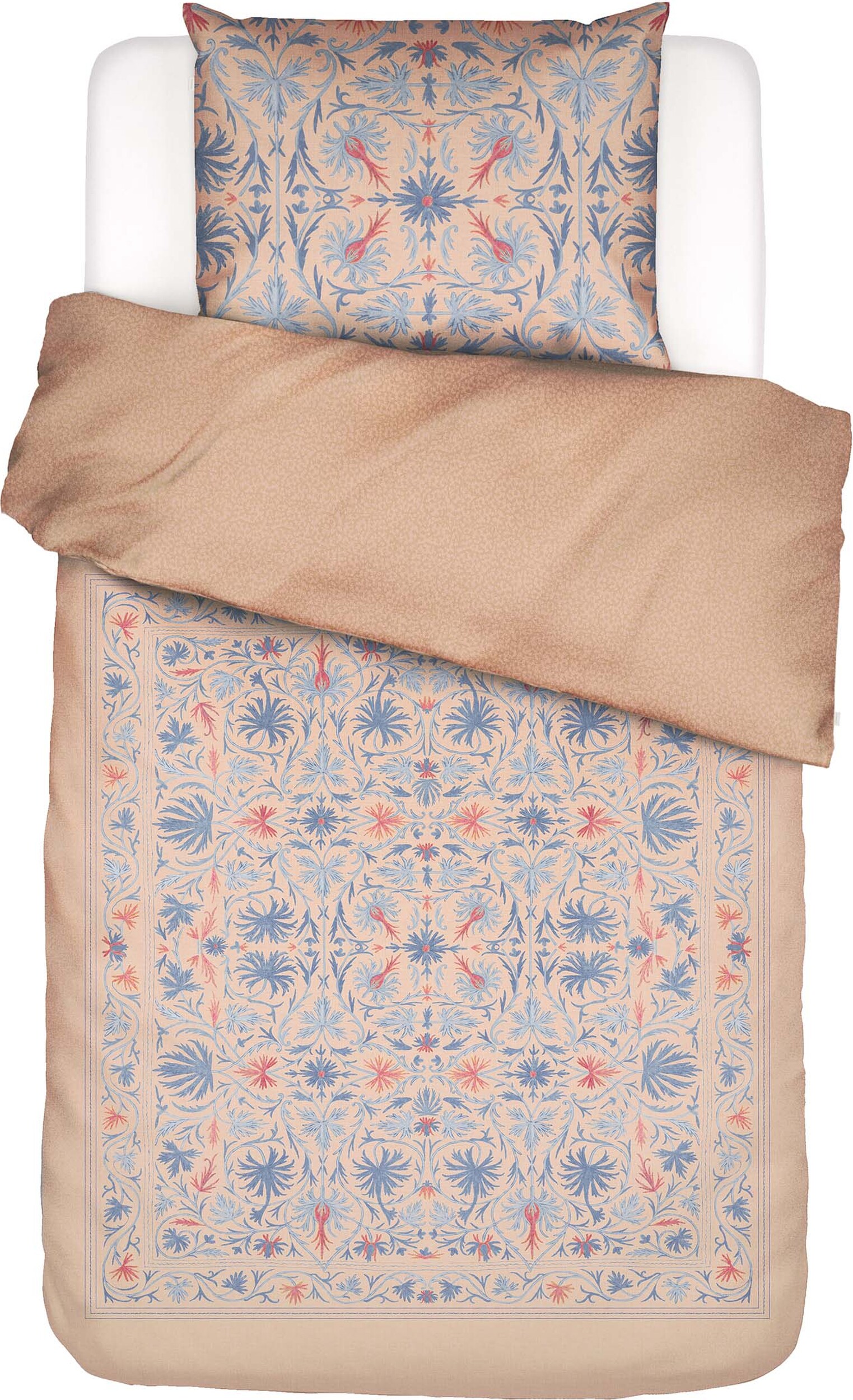 Pościel Vicia 140 x 200 cm różowa z poszewką na poduszkę 70 x 90 cm zapięcie suwak