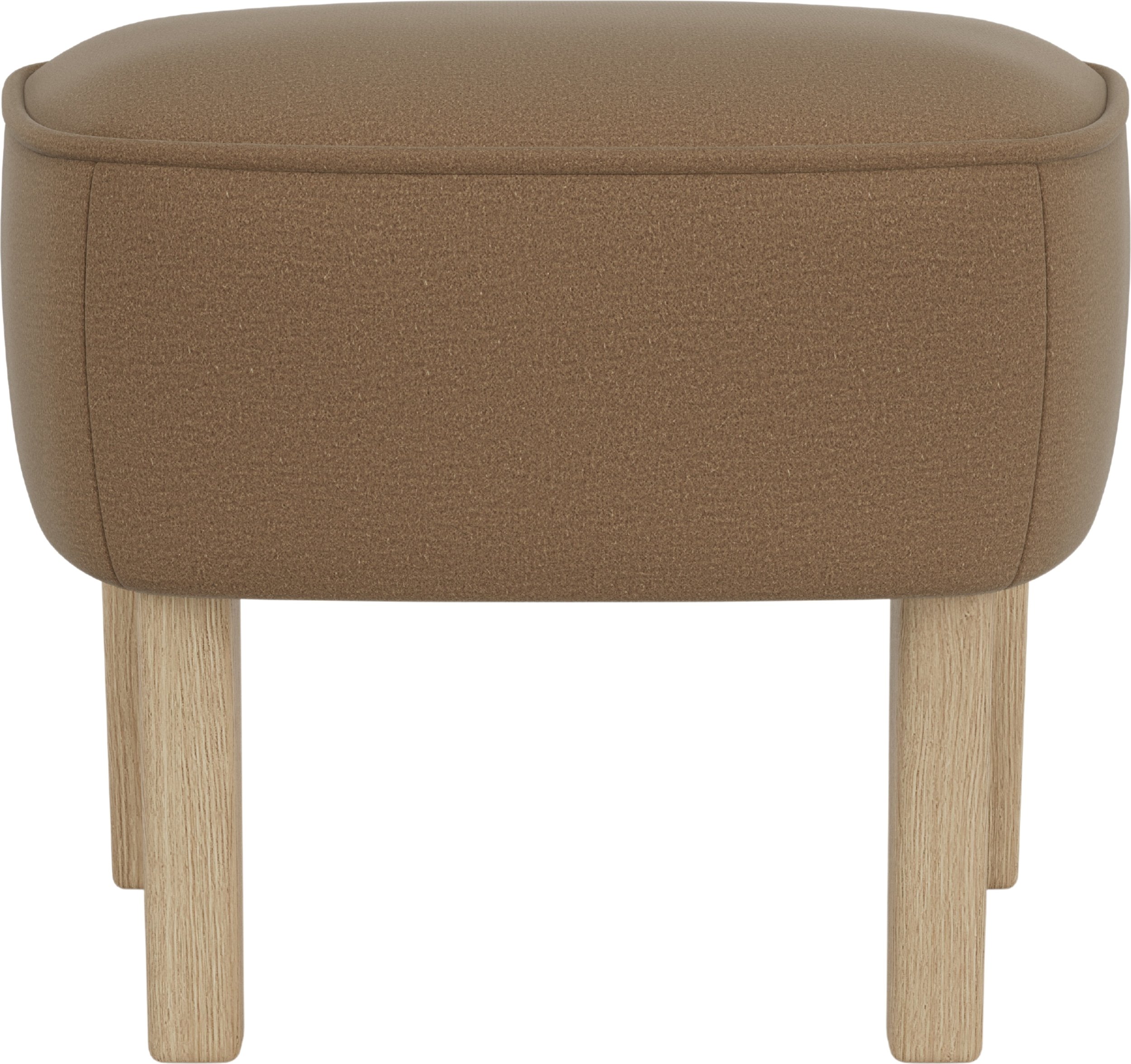 Podnóżek Ingeborg Grand Mohair brązowy na dębowych nogach