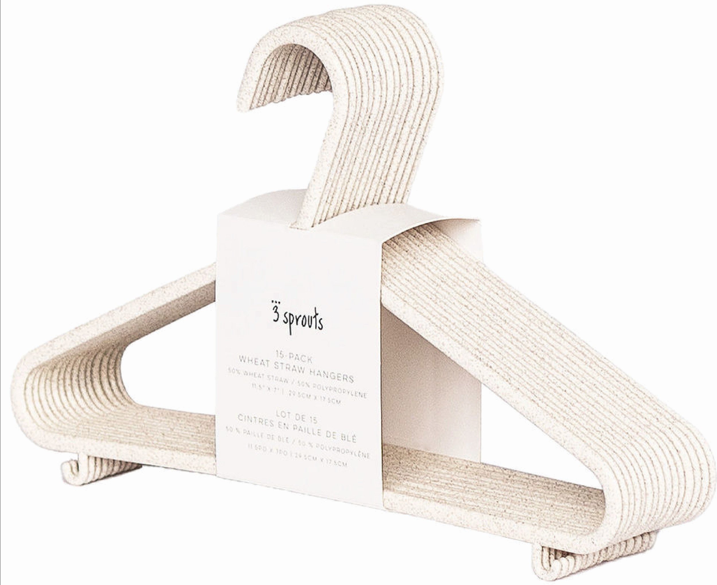 Wieszaki na ubrania dziecięce 3 Sprouts Eko kremowe 15 szt.