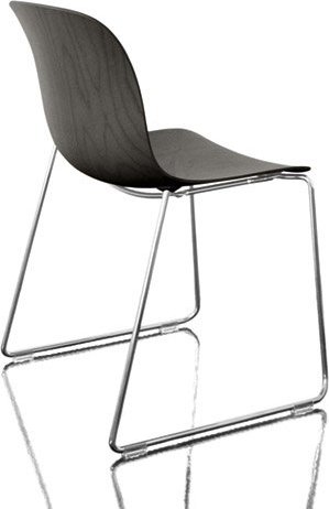 Krzesło Troy siedzisko ze sklejki chromowana rama czarny buk