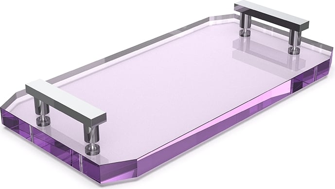 Taca łazienkowa Kristall fioletowa z chromowanymi uchwytami