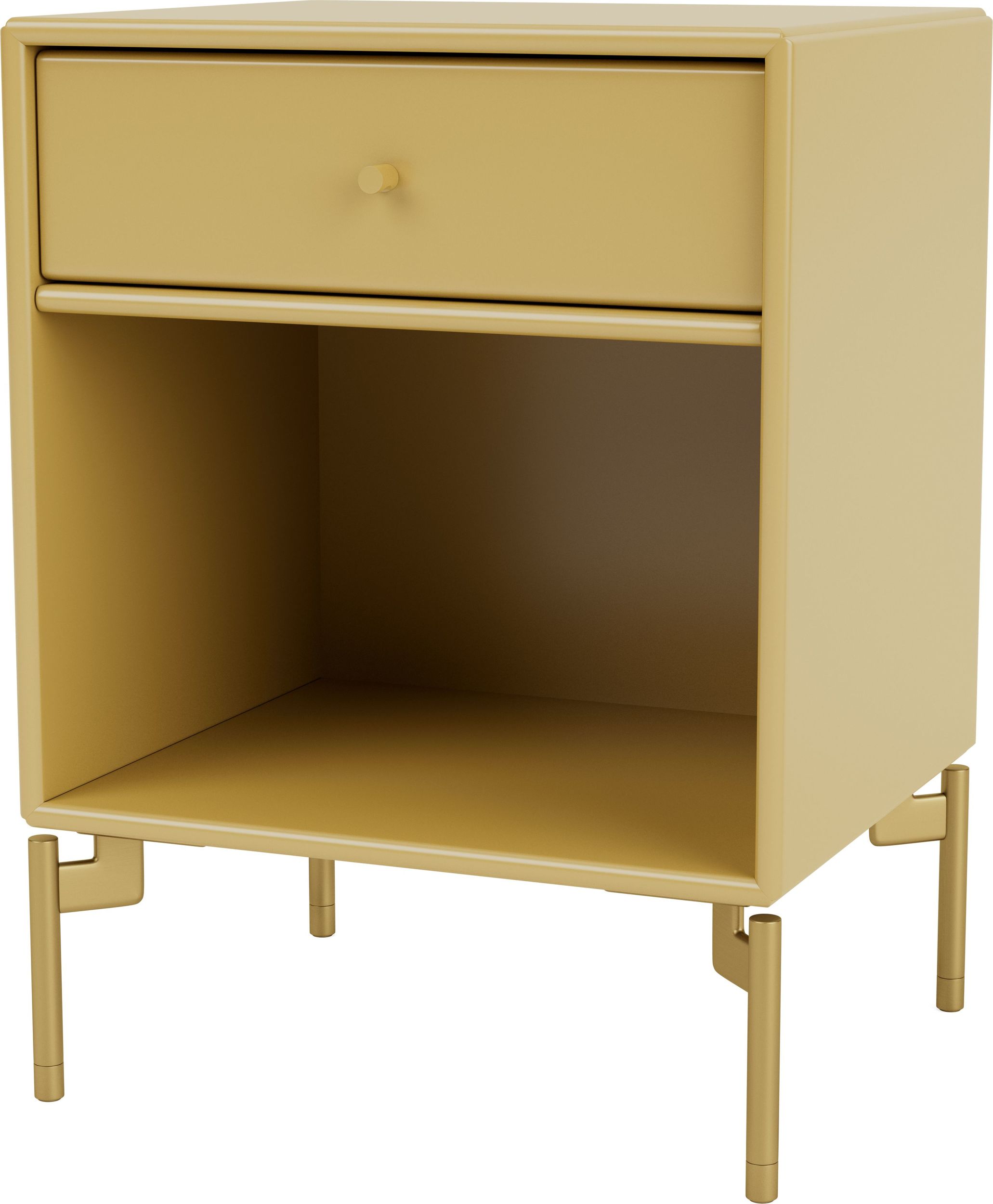 Szafka nocna Dream musztardowa na mosiężnych nogach