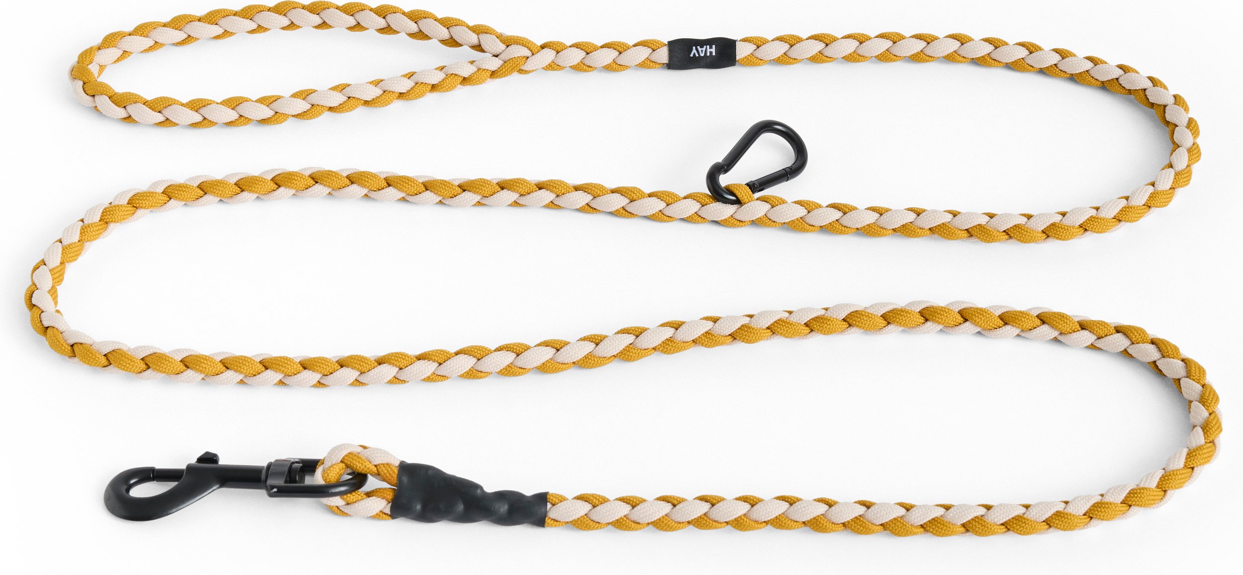 Smycz dla psa Hay Braided żółto-biała z karabińczykiem