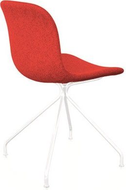 Krzesło Troy 4 star tapicerowane lakierowana rama biała czerwone