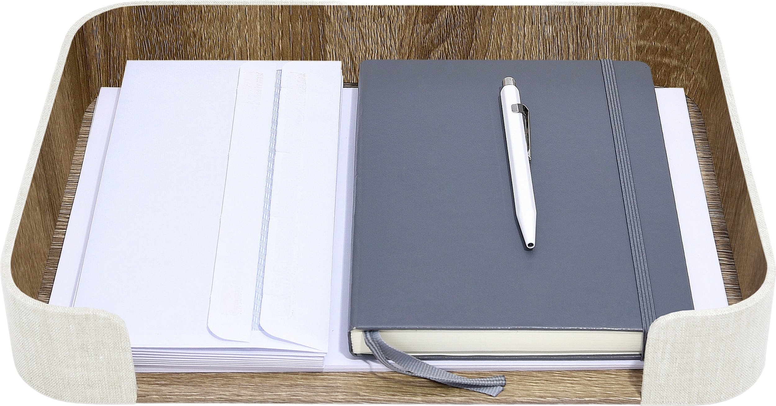 Taca do organizera na biurko Stackers jasnobeżowa lniana