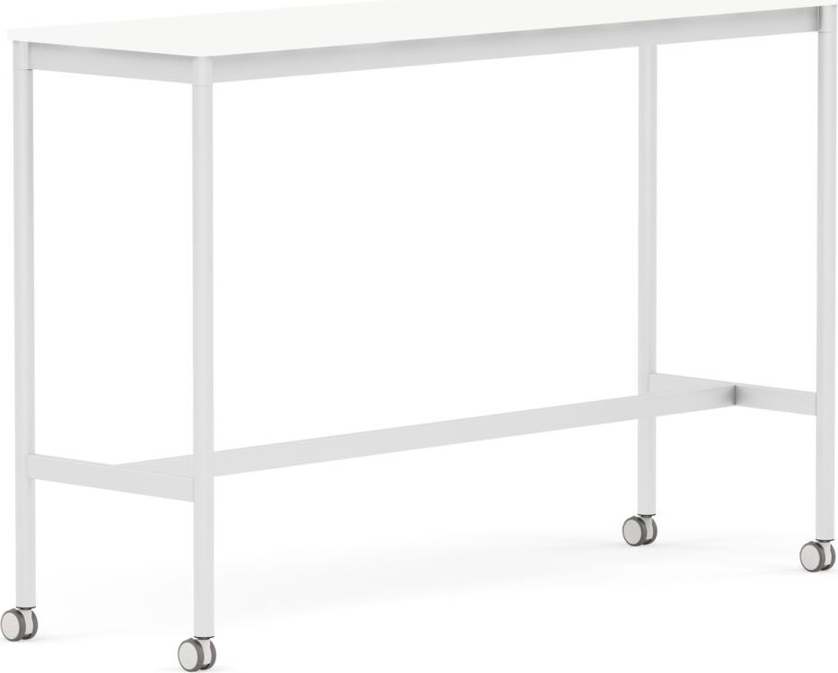 Stół na kółkach Base 50 x 160 x 105 cm biały laminowany ABS nogi białe