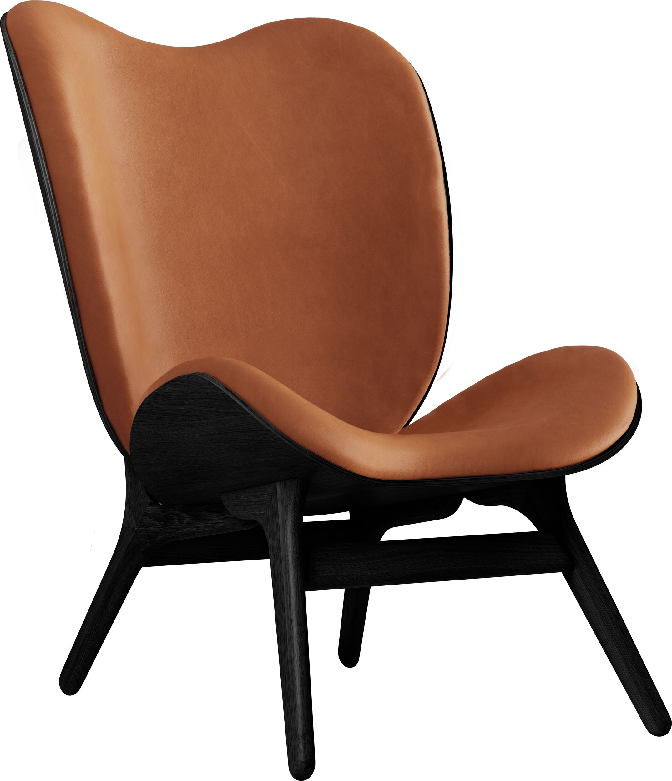 Fotel Conversation Piece Dunes Rust 106 cm skórzany na czarnych dębowych nogach