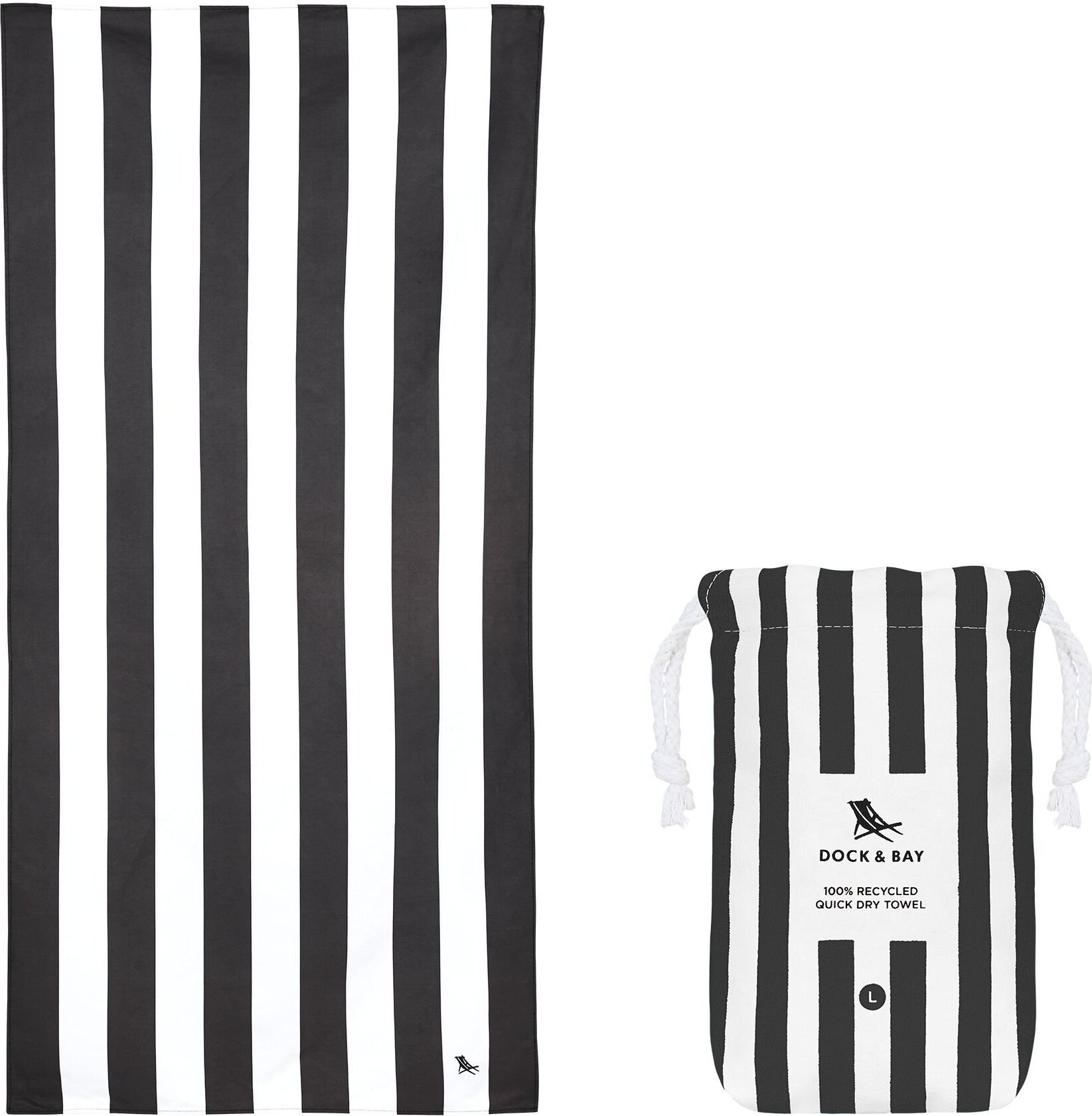 Ręcznik plażowy szybkoschnący Dock & Bay 90 x 160 cm w kolorze węgla