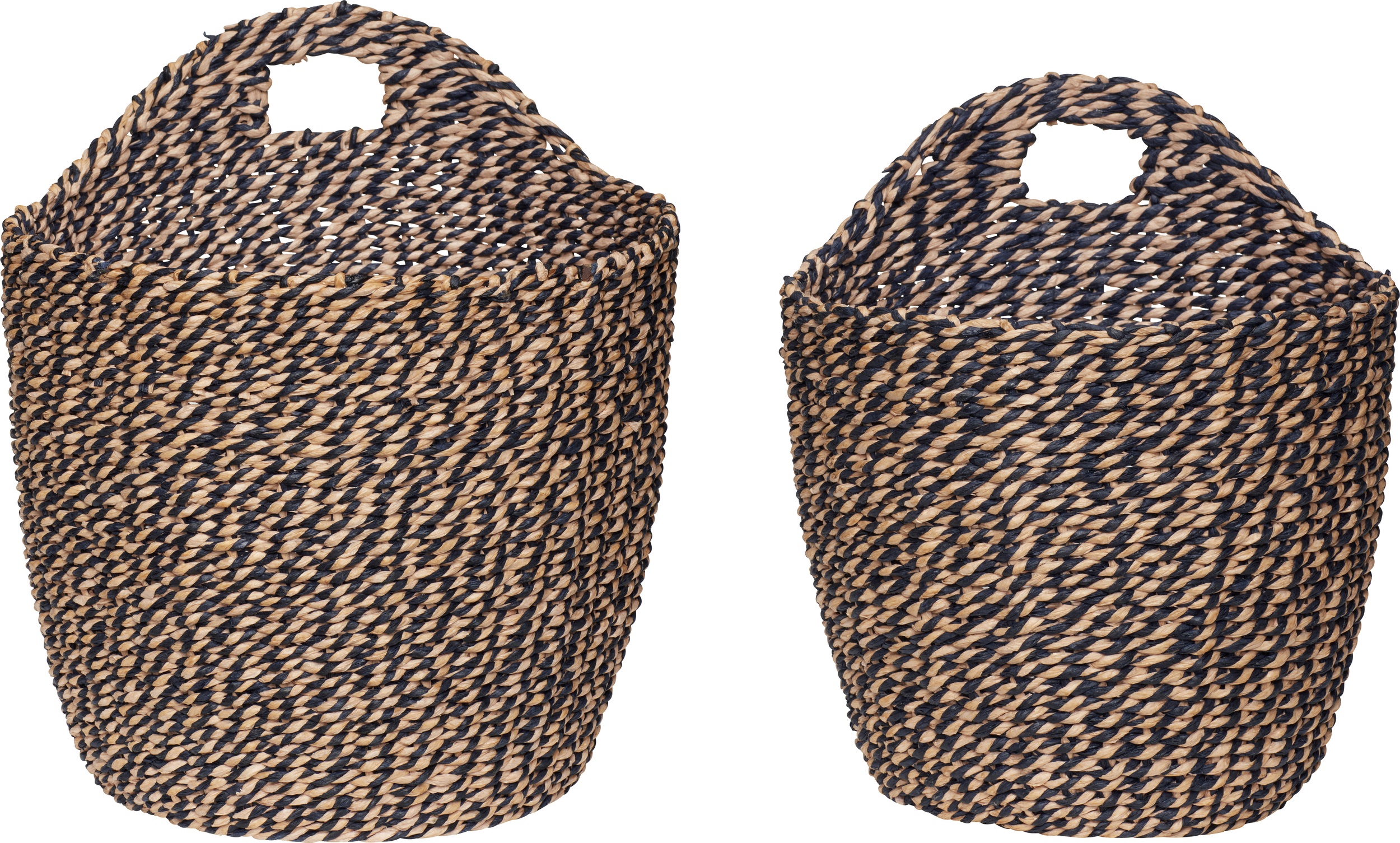 Koszyk Hübsch czarno-różowy pleciony papierowy 2 szt.