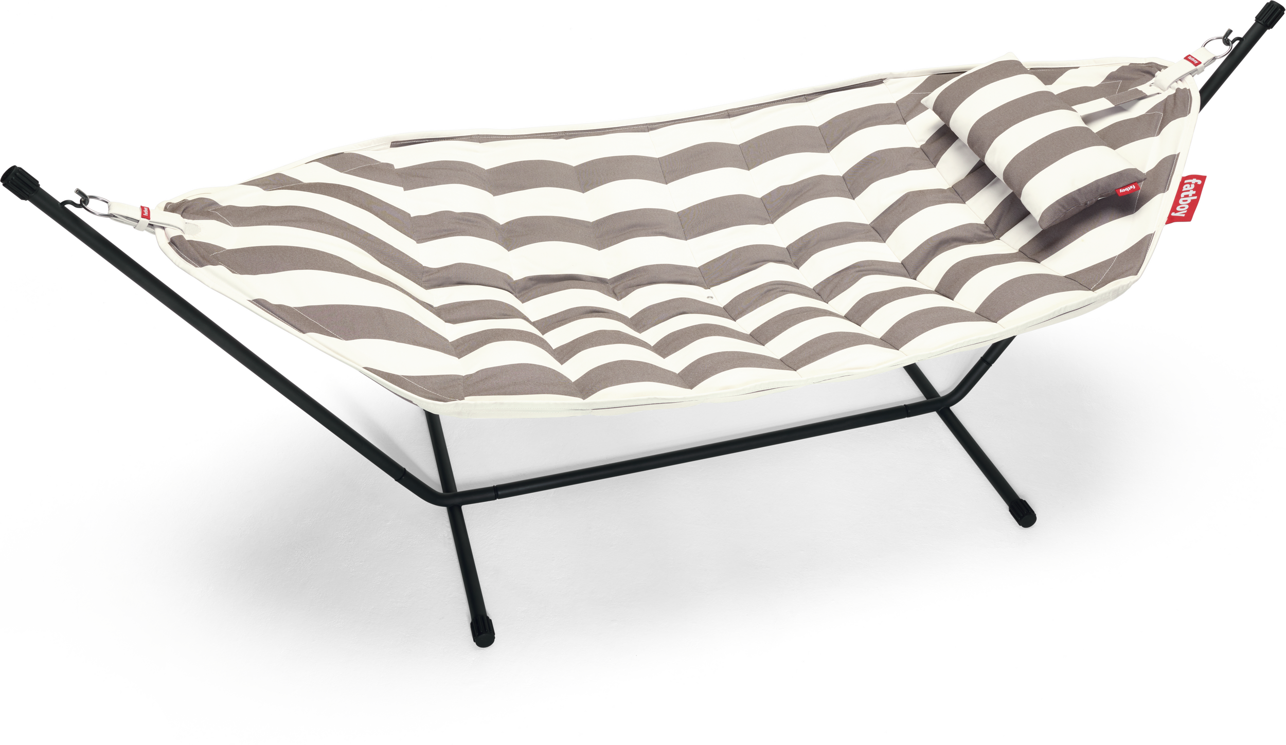 Hamak Headdemock Superb w paski brązowo-kremowy ze stojakiem i poduszką