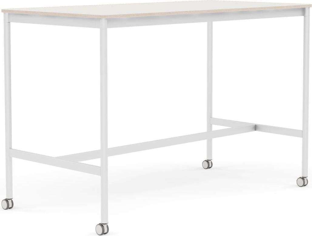 Stół na kółkach Base 80 x 160 x 105 cm biały nanolaminat nogi białe