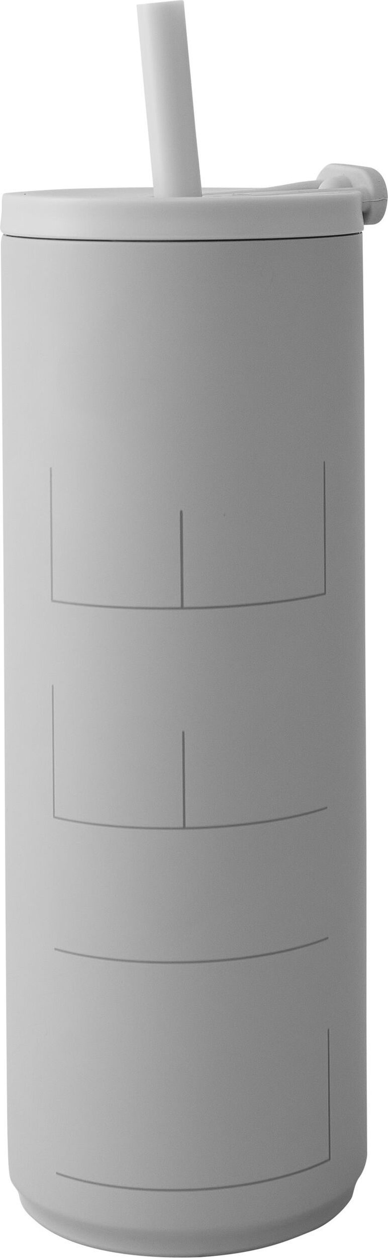 Kubek termiczny Design Letters Life 500 ml szary ze słomką