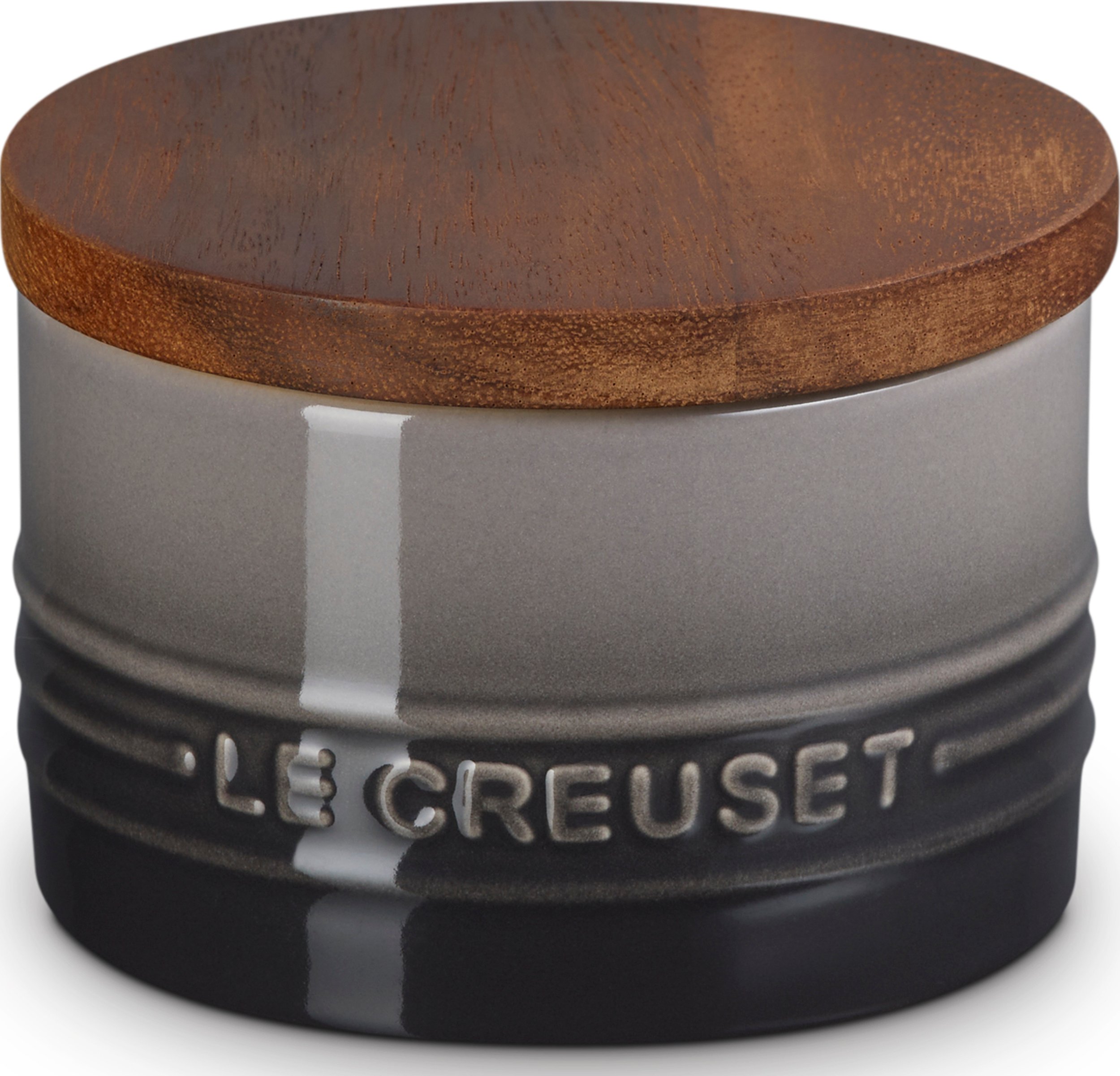 Pojemnik kuchenny z drewnianą pokrywką Le Creuset 200 ml szary