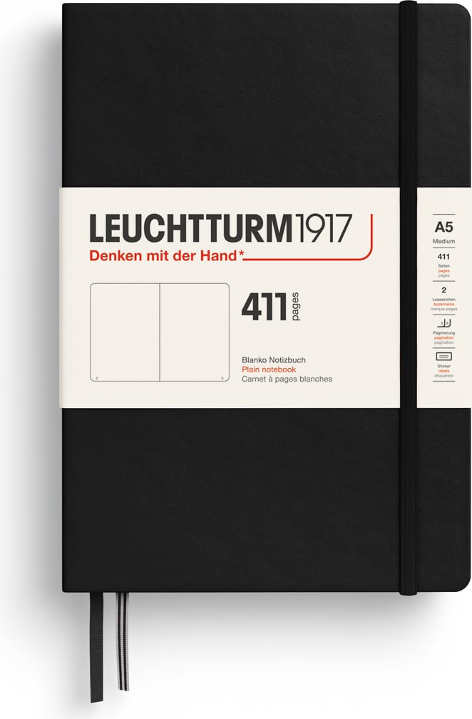 Notes gładki w twardej oprawie Leuchtturm 1917 A5 411 stron czarny