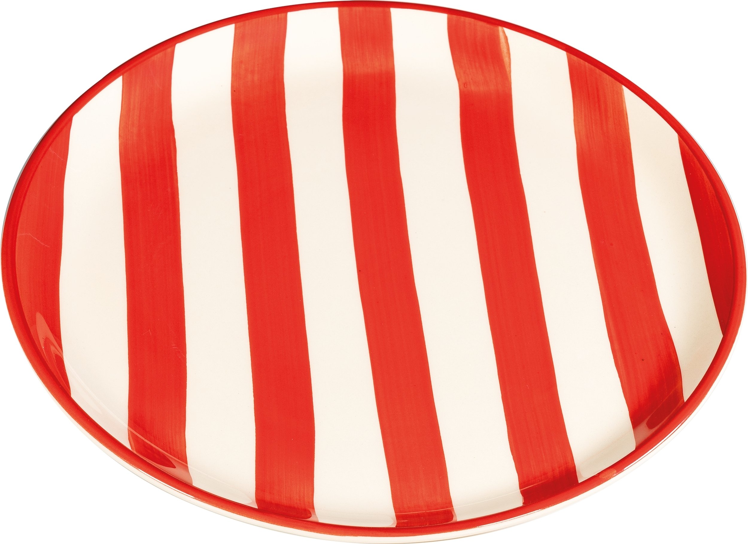 Talerz obiadowy Lido Righe w paski 28 cm czerwony