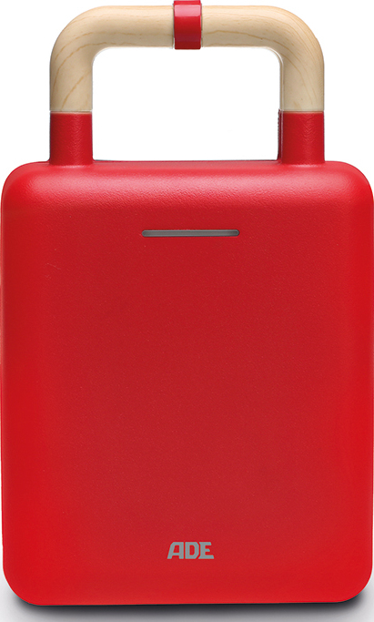 Opiekacz z gofrownicą ADE czerwony z teflonowymi wkładami